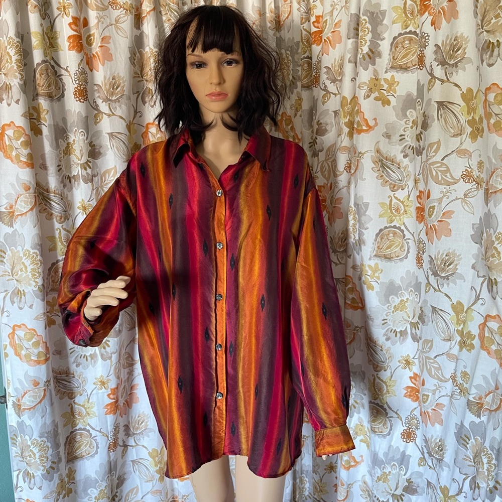 100% silk blouse tunic 22-24 Adrian Jordan Vintage